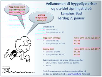 Kampanje t.o.m. 7. januar - 20 % rabatt på klippekort og sesongkort